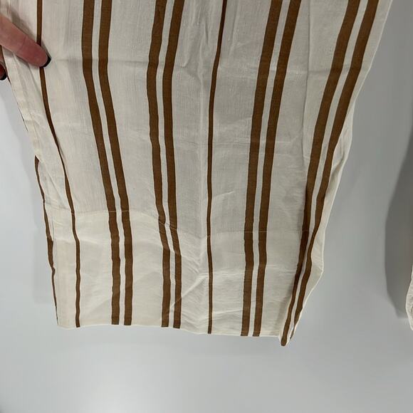 Bella Dahl Women's Pull on Linen Blend Wide Leg Pants - Tan/White - S - NWT - Picture 9 of 10